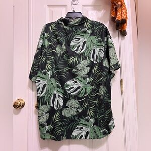 SHEIN Green and Black Casual Button Down Shirt